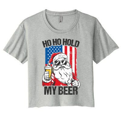 Ho Ho Hold My Beer Santa Beer Christmas In July Gift Women's Crop Top Tee