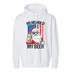 Ho Ho Hold My Beer Santa Beer Christmas In July Gift Garment-Dyed Fleece Hoodie