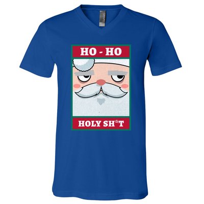 Ho Ho Holy Shit Funny Christmas Santa Claus Vintage Xmas Gift V-Neck T-Shirt