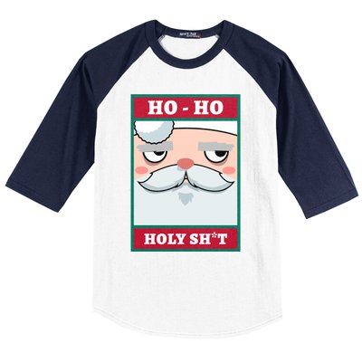 Ho Ho Holy Shit Funny Christmas Santa Claus Vintage Xmas Gift Baseball Sleeve Shirt