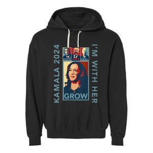 Hope Hate Heal Grow Kamala Harris 2024 Im With Her Garment-Dyed Fleece Hoodie