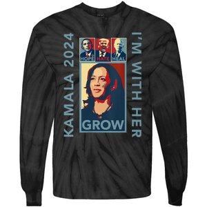 Hope Hate Heal Grow Kamala Harris 2024 Im With Her Tie-Dye Long Sleeve Shirt