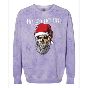 Ho Ho Ho Skeleton Bearded Skull Santa Colorblast Crewneck Sweatshirt