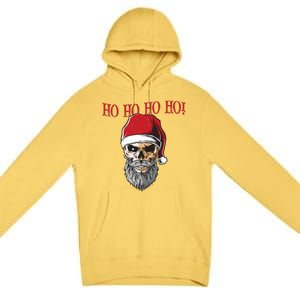 Ho Ho Ho Skeleton Bearded Skull Santa Premium Pullover Hoodie