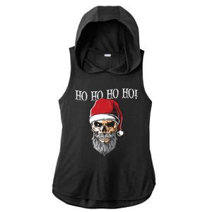 Ho Ho Ho Skeleton Bearded Skull Santa Ladies PosiCharge Tri-Blend Wicking Draft Hoodie Tank