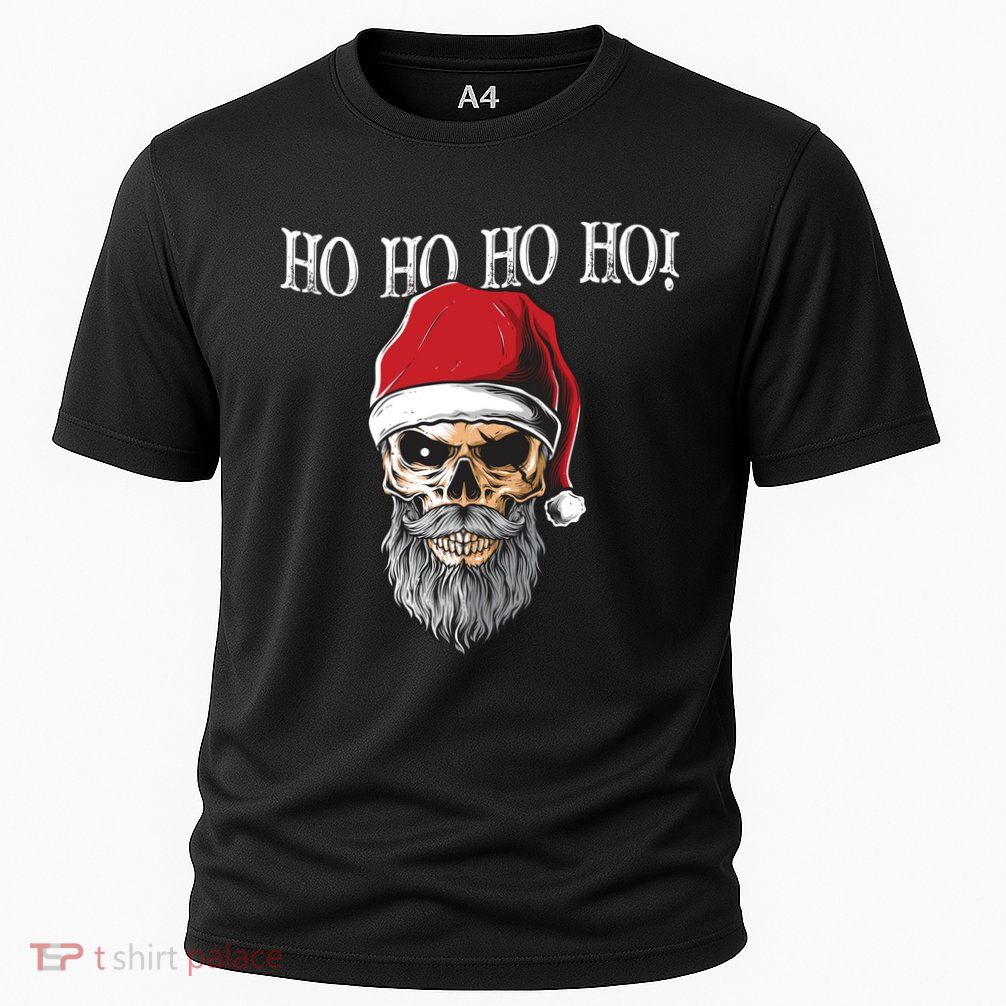 Ho Ho Ho Skeleton Bearded Skull Santa Performance Shirt