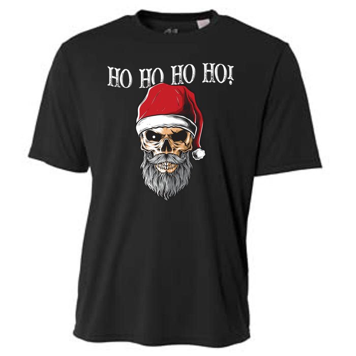 Ho Ho Ho Skeleton Bearded Skull Santa Cooling Performance Crew T-Shirt