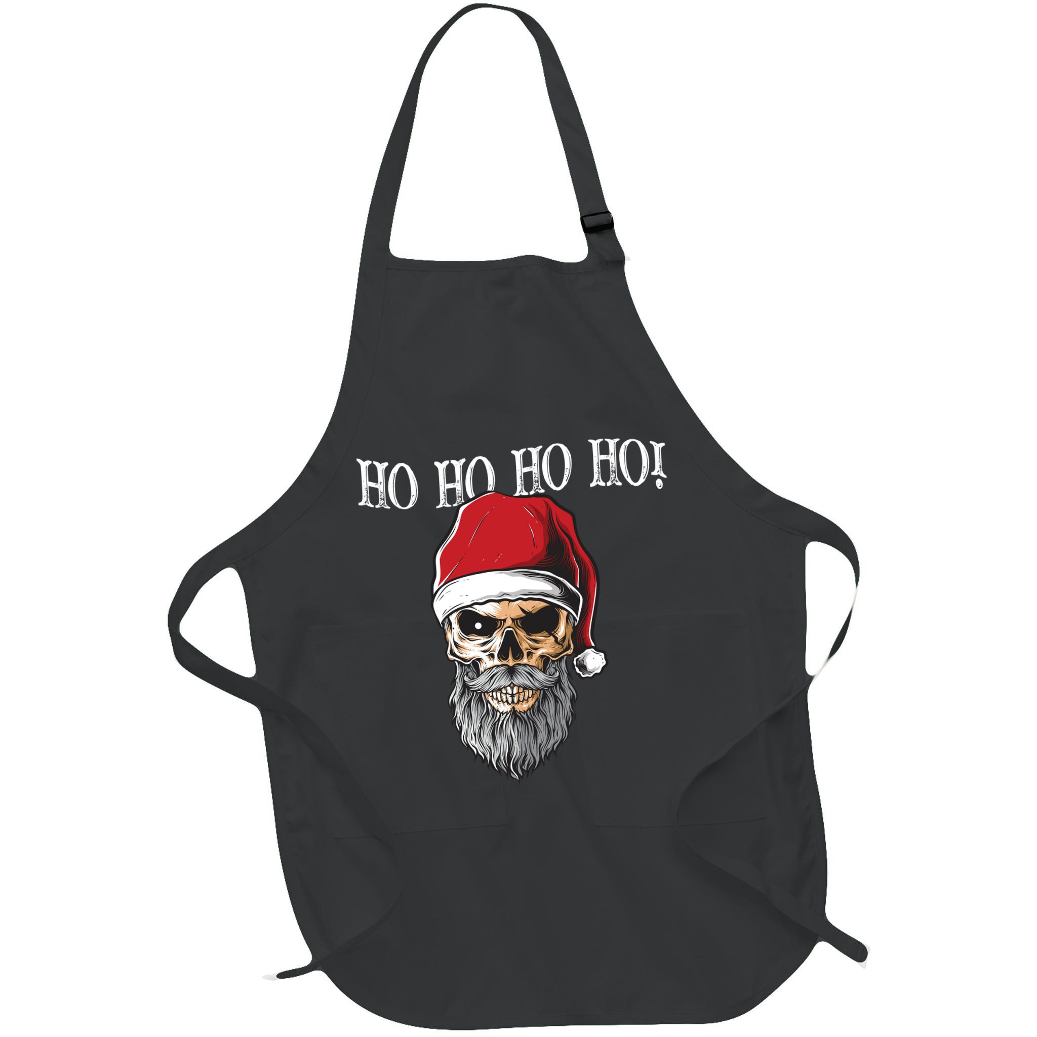 Ho Ho Ho Skeleton Bearded Skull Santa Apron
