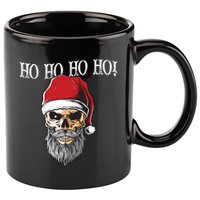 Ho Ho Ho Skeleton Bearded Skull Santa 11oz C Handle Ceramic Mug