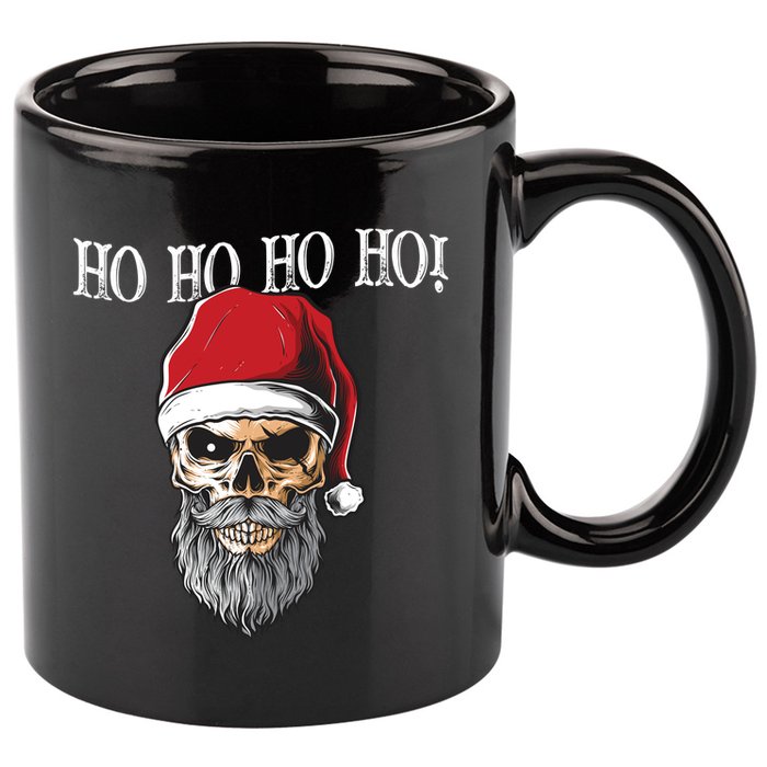 Ho Ho Ho Skeleton Bearded Skull Santa 11oz C Handle Ceramic Mug