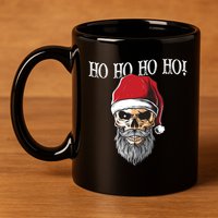 Ho Ho Ho Skeleton Bearded Skull Santa 11oz C Handle Ceramic Mug