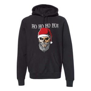 Ho Ho Ho Skeleton Bearded Skull Santa Premium Hoodie