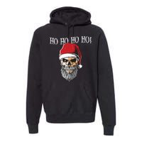 Ho Ho Ho Skeleton Bearded Skull Santa Premium Hoodie