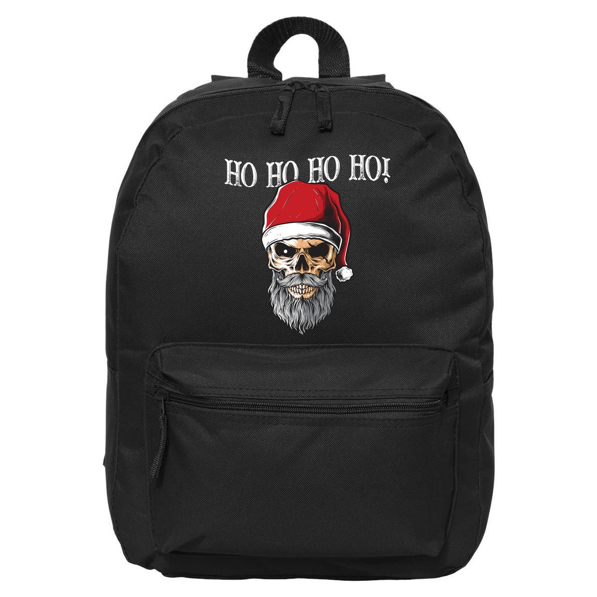 Ho Ho Ho Skeleton Bearded Skull Santa 16 in Basic Backpack