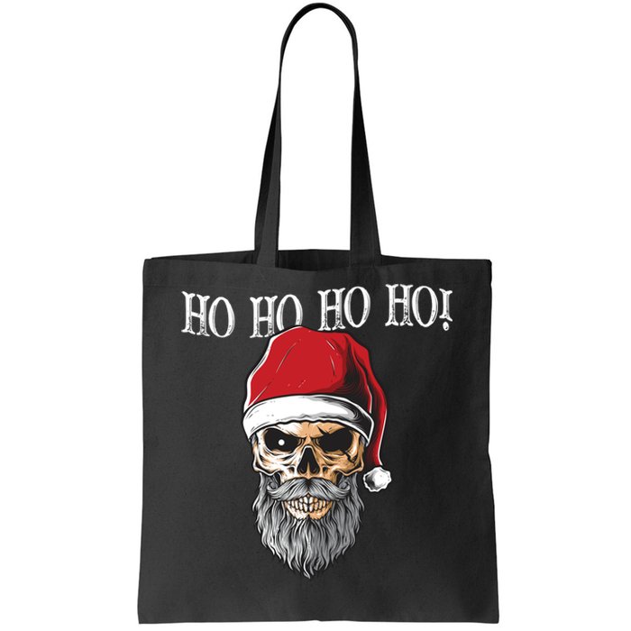 Ho Ho Ho Skeleton Bearded Skull Santa Tote Bag