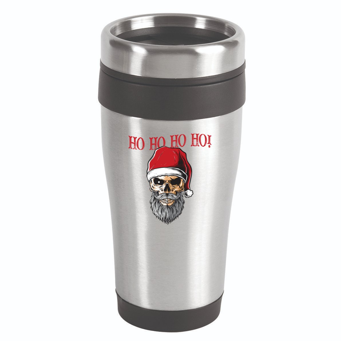 Ho Ho Ho Skeleton Bearded Skull Santa 16oz Travel Tumbler