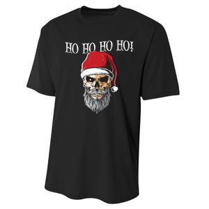 Ho Ho Ho Skeleton Bearded Skull Santa Performance Sprint T-Shirt