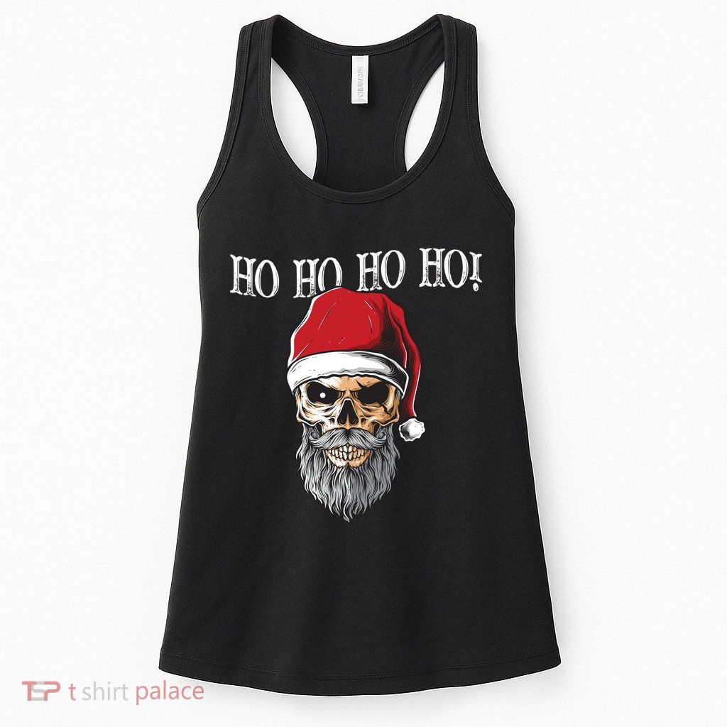 Ho Ho Ho Skeleton Bearded Skull Santa Womens Tank Top