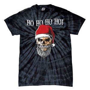 Ho Ho Ho Skeleton Bearded Skull Santa Tie-Dye T-Shirt