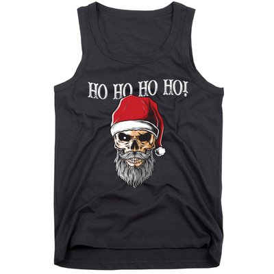 Ho Ho Ho Skeleton Bearded Skull Santa Tank Top