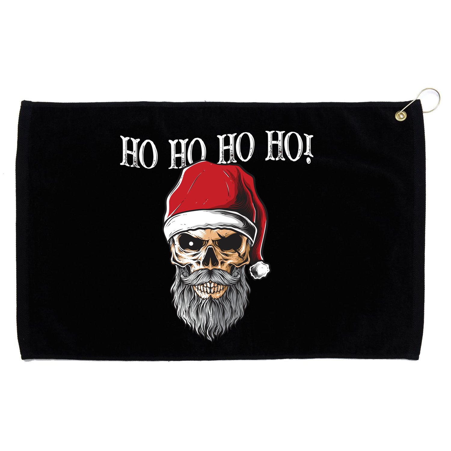 Ho Ho Ho Skeleton Bearded Skull Santa Grommeted Golf Towel