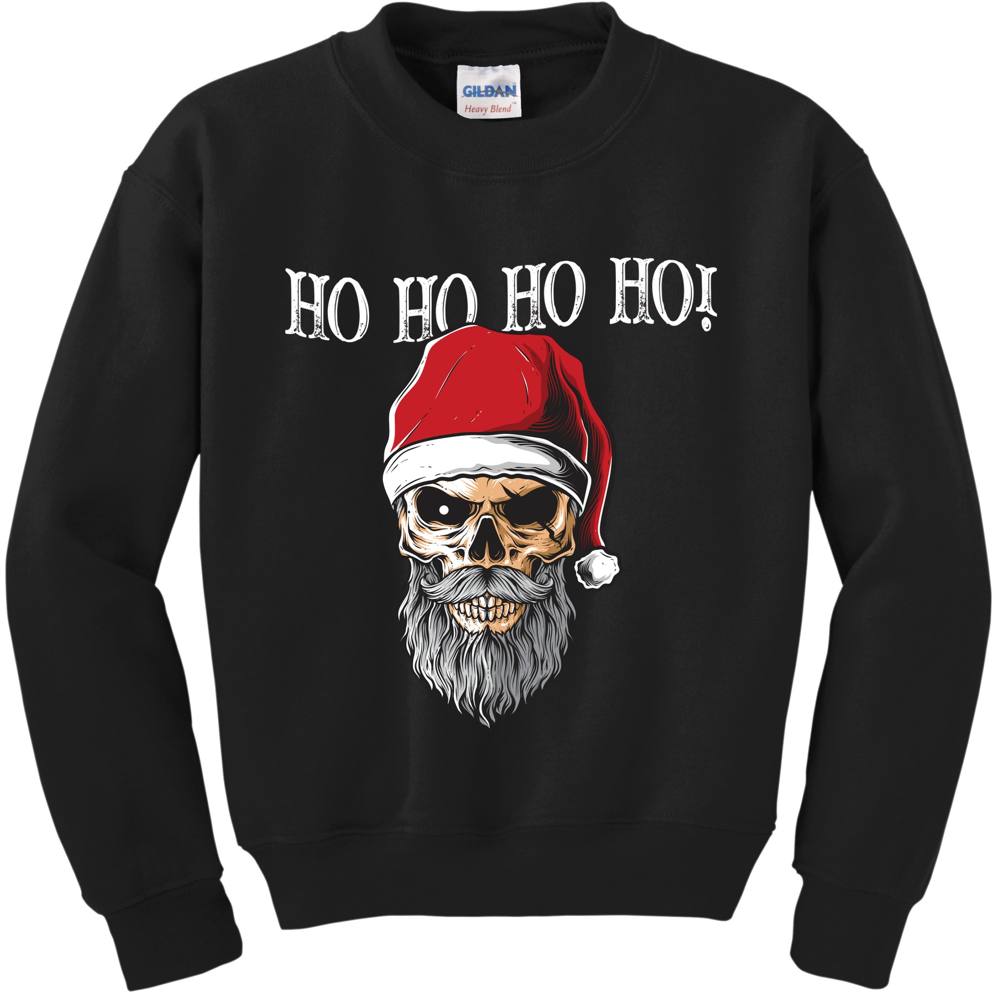 Ho Ho Ho Skeleton Bearded Skull Santa Kids Sweatshirt