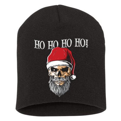 Ho Ho Ho Skeleton Bearded Skull Santa Short Acrylic Beanie