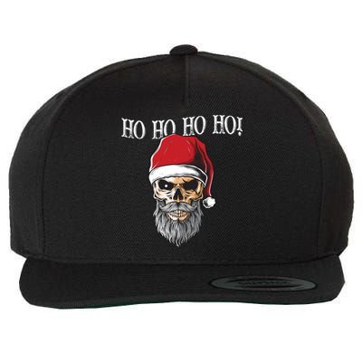 Ho Ho Ho Skeleton Bearded Skull Santa Wool Snapback Cap