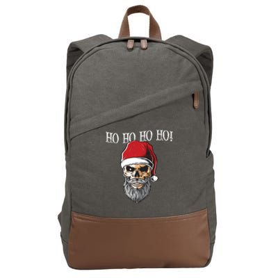 Ho Ho Ho Skeleton Bearded Skull Santa Cotton Canvas Backpack