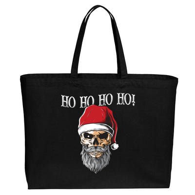 Ho Ho Ho Skeleton Bearded Skull Santa Cotton Canvas Jumbo Tote