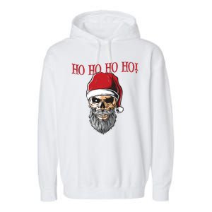 Ho Ho Ho Skeleton Bearded Skull Santa Garment-Dyed Fleece Hoodie