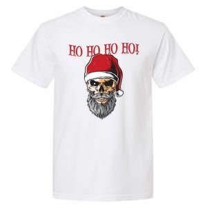 Ho Ho Ho Skeleton Bearded Skull Santa Garment-Dyed Heavyweight T-Shirt