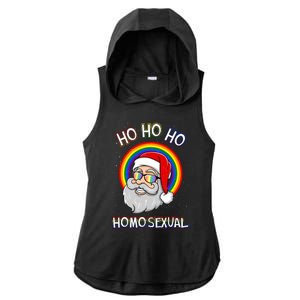 Ho Ho Ho Santa Claus Homosexual Holigays Lgbt Ugly Christmas Ladies PosiCharge Tri-Blend Wicking Draft Hoodie Tank