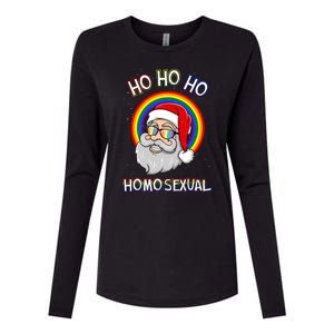 Ho Ho Ho Santa Claus Homosexual Holigays Lgbt Ugly Christmas Womens Cotton Relaxed Long Sleeve T-Shirt