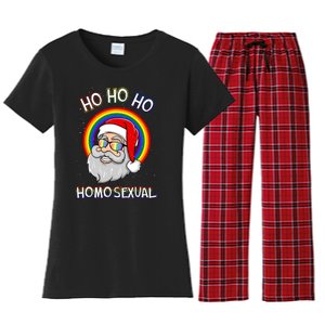 Ho Ho Ho Santa Claus Homosexual Holigays Lgbt Ugly Christmas Women's Flannel Pajama Set