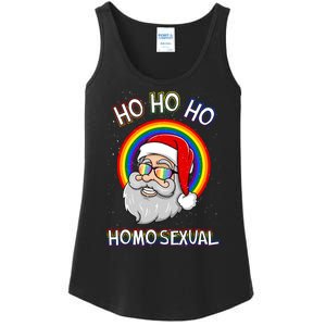 Ho Ho Ho Santa Claus Homosexual Holigays Lgbt Ugly Christmas Ladies Essential Tank