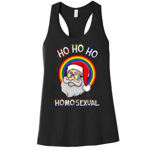 Ho Ho Ho Santa Claus Homosexual Holigays Lgbt Ugly Christmas Women's Racerback Tank