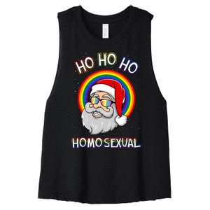 Ho Ho Ho Santa Claus Homosexual Holigays Lgbt Ugly Christmas Women's Racerback Cropped Tank