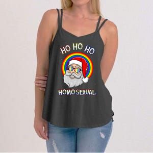 Ho Ho Ho Santa Claus Homosexual Holigays Lgbt Ugly Christmas Women's Strappy Tank