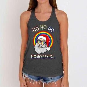 Ho Ho Ho Santa Claus Homosexual Holigays Lgbt Ugly Christmas Women's Knotted Racerback Tank