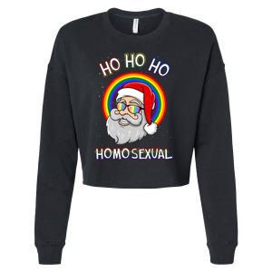 Ho Ho Ho Santa Claus Homosexual Holigays Lgbt Ugly Christmas Cropped Pullover Crew