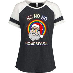 Ho Ho Ho Santa Claus Homosexual Holigays Lgbt Ugly Christmas Enza Ladies Jersey Colorblock Tee