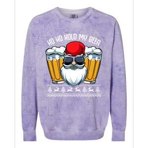 Ho Ho Hold My Beer Santa Claus Christmas Ing Party Gift Cute Gift Colorblast Crewneck Sweatshirt