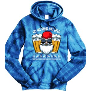 Ho Ho Hold My Beer Santa Claus Christmas Ing Party Gift Cute Gift Tie Dye Hoodie