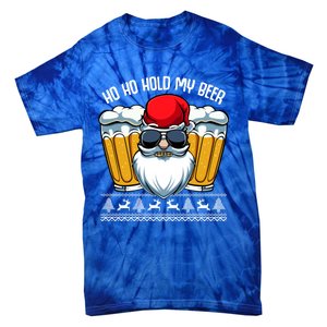 Ho Ho Hold My Beer Santa Claus Christmas Ing Party Gift Cute Gift Tie-Dye T-Shirt