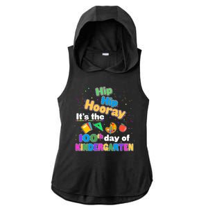 Hip Hip Hooray It's The 100th Day Of Kindergarten Ladies PosiCharge Tri-Blend Wicking Draft Hoodie Tank