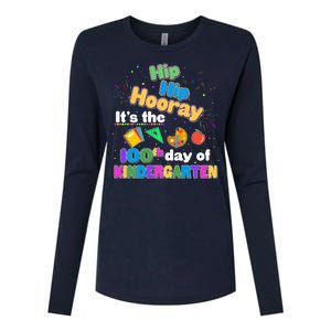 Hip Hip Hooray It's The 100th Day Of Kindergarten Womens Cotton Relaxed Long Sleeve T-Shirt