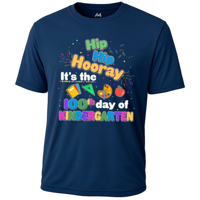 Hip Hip Hooray It's The 100th Day Of Kindergarten Cooling Performance Crew T-Shirt