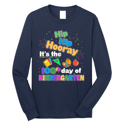 Hip Hip Hooray It's The 100th Day Of Kindergarten Long Sleeve Shirt