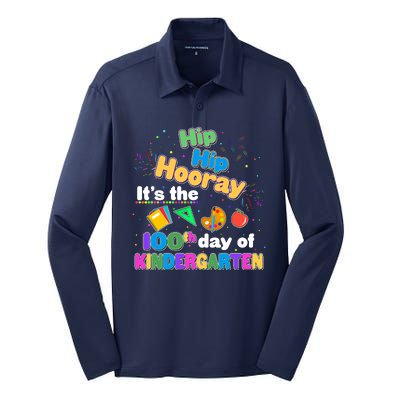 Hip Hip Hooray It's The 100th Day Of Kindergarten Silk Touch Performance Long Sleeve Polo